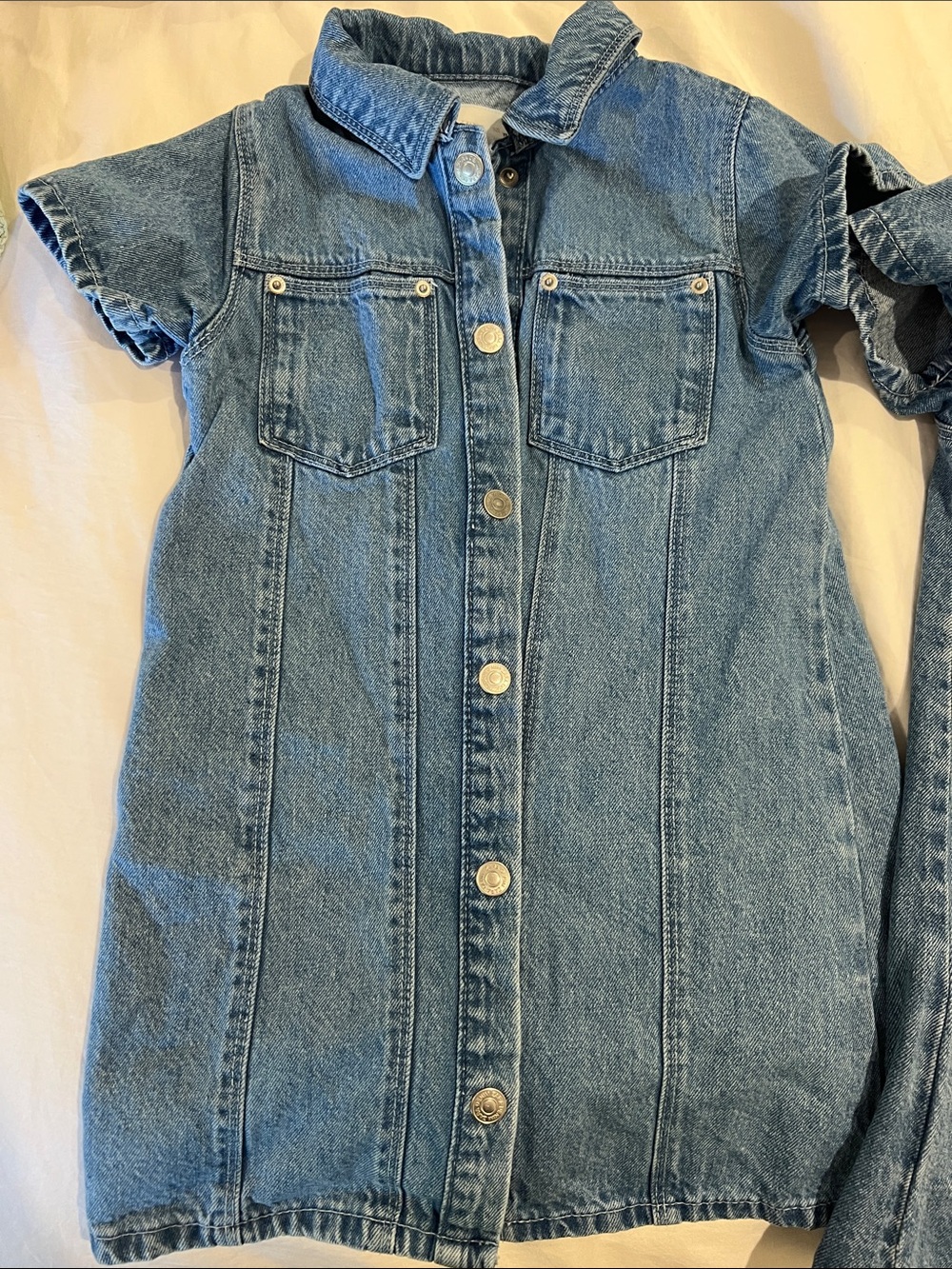 Zara Kids Blue Denim Button-Front Casual Dress